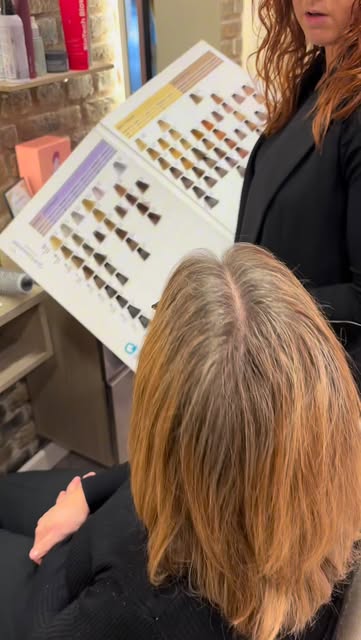 A colour-chart consultation inside Bottega Hairdressing